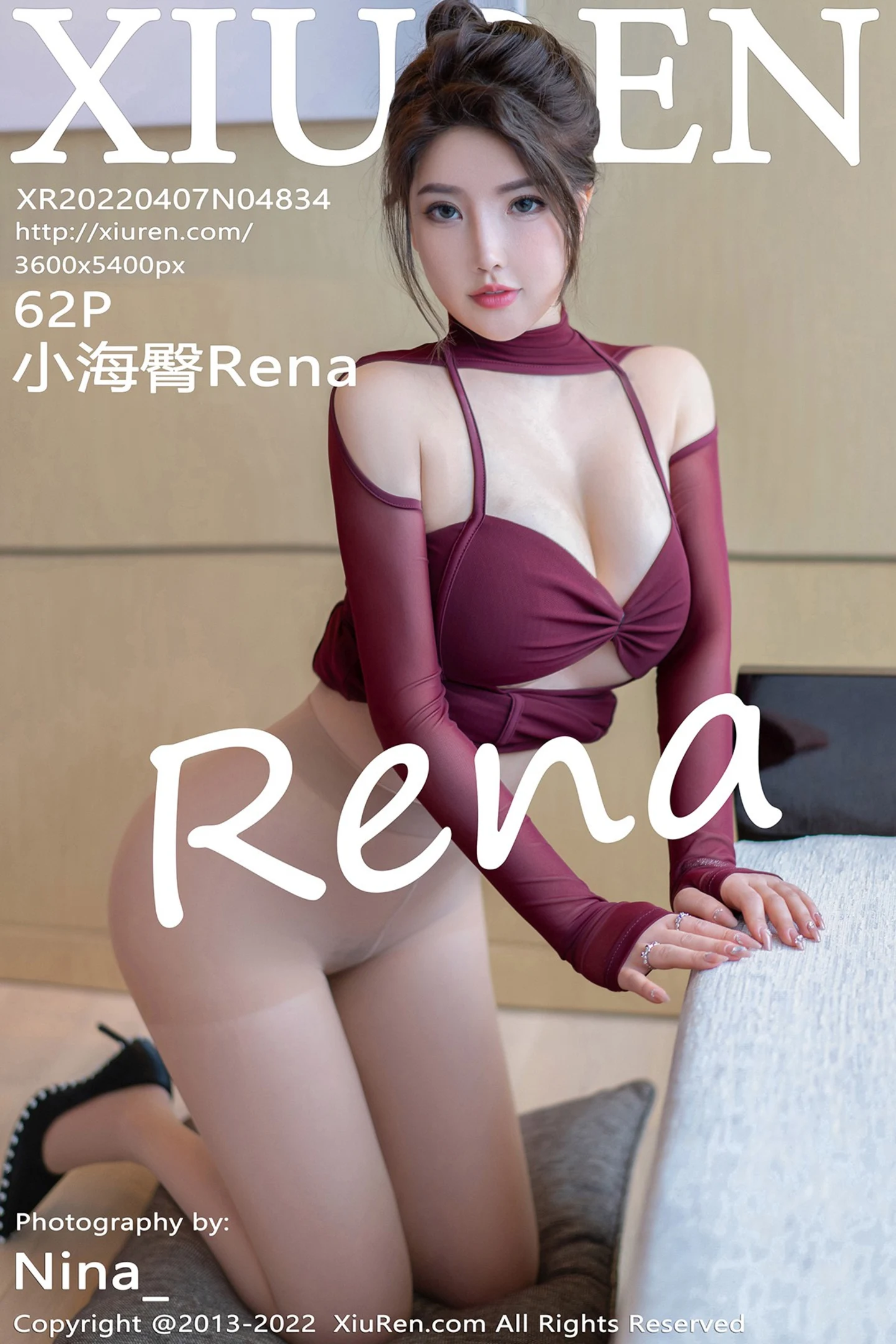 [XiuRen秀人网]No.4834_模特小海臀Rena性感深红色服饰半撩露无内肉丝秀翘臀诱惑写真62P-秀人网 - XiuRen.Xyz